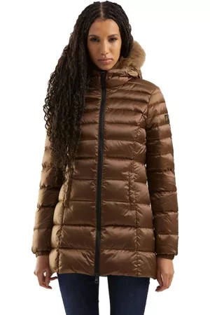 RefrigiWear Kvinna Vinterjackor - Brown Polyamide Jackets Coat , Dam