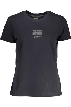 Napapijri Kvinna T-shirts - Black Cotton Tops & T-Shirt , Dam