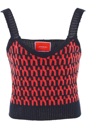 La DoubleJ Topp, Dam, L, Bomull, Bicolor Ribbad Crop Top