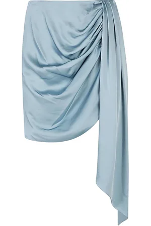Simkhai Kjol, Dam, L, Klarblå Mae Draperad Satin Minikjol