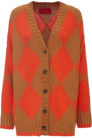 La DoubleJ Stickade tröjor & koftor, Dam, XL, Polyester, Argyle Cardigan - Stilren och Bekväm