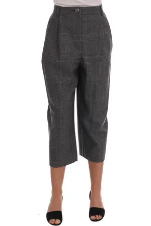 Dolce & Gabbana Byxor, Dam, L, Grå Ull Capri Byxor, Autentisk, Tillverkad i Italien