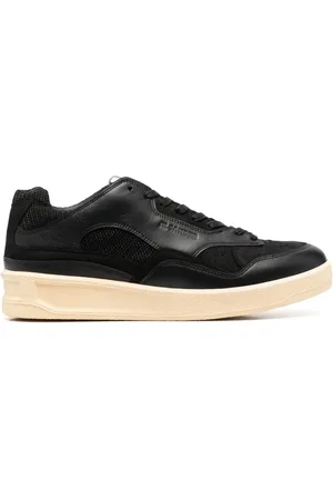 Jil Sander Skor, Herr, 41 EU, Läder, Svarta lädersneakers med tyginsatser