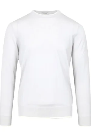 Paolo Pecora Sweatshirts & Hoodies, Herr, M, Ljusgrå Ulltröja, Rund Hals, Långa ärmar