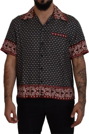 Dolce & Gabbana Skjorta, Herr, M, Multifärgat mönstrat silkesvitt casual skjorta