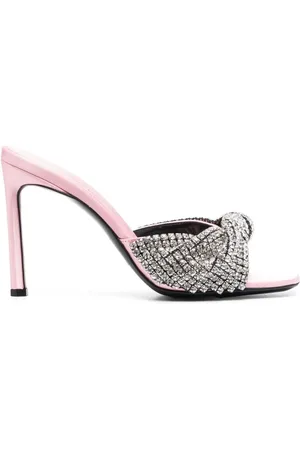 Sergio Rossi Skor, Dam, 39 EU, Läder, Rose Pink Crystal Mules