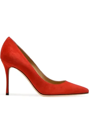 Sergio Rossi Skor, Dam, 37 EU, Mocka, Röda Mockapumps, 8 cm Klackar