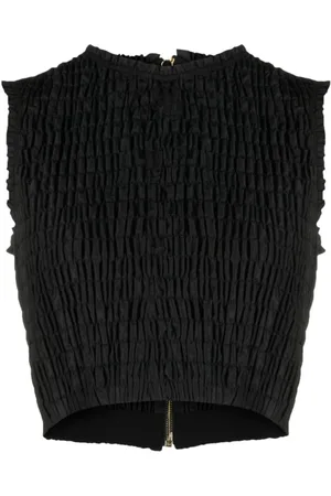 Patou Topp, Dam, S, Svart Smock-Detalj Crop Top