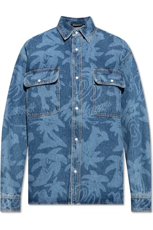 Palm Angels Skjorta, Herr, M, Denim, Oversize Denimskjorta