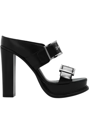 Alexander McQueen Skor, Dam, 39 EU, Läder, Svarta läderplattformsmules