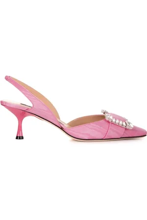 Sergio Rossi Skor, Dam, 37 EU, Läder, Fuchsia Kristallhälsskor