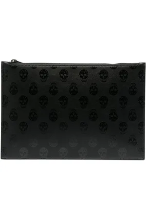Alexander McQueen Accessoarer, Herr, ONE Size, Läder, Läderplånbok med dragkedja och skallmotiv