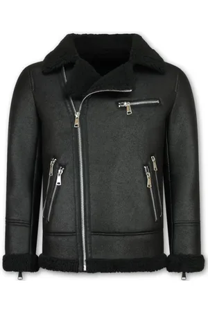 Enos Jacka, Herr, S, Läder, Lammy Coat Jacka för män - Syntetisk läderjacka - Qq510