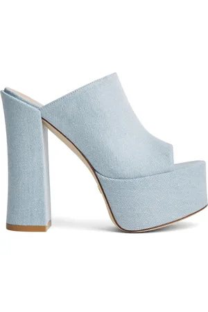 Stuart Weitzman Skor, Dam, 38 EU, Denim, Vintage Denim Platform Slide