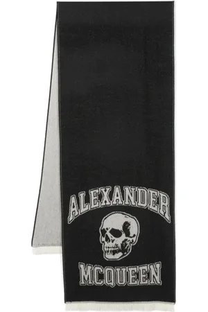 Alexander McQueen Accessoarer, Herr, ONE Size, Svart och Grått Logoschal