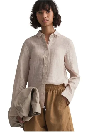 GANT Blusar & Skjortor , Dam, M, Linne, Regular Fit Linneskjorta