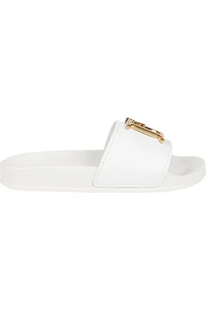 Dsquared2 Skor, Dam, 37 EU, Läder, Bianco/Oro Vintage Slide Sandaler