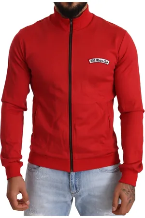 Dolce & Gabbana Sweatshirts & Hoodies, Herr, S, Bomull, Röd Motor Club Dragkedja Tröja