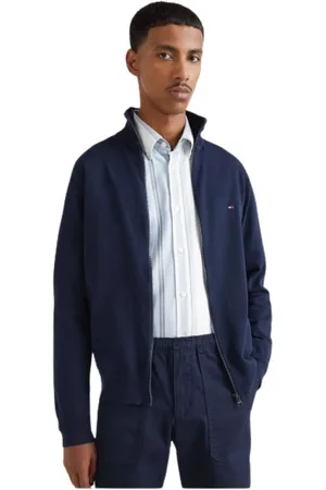 Tommy Hilfiger Sweatshirts & Hoodies, Herr, S, Bomull, Stickad tröja med dragkedja i bomullsblandning