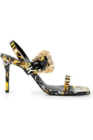 VERSACE Skor, Dam, 37 EU, Multifärgad Barocktryck Högklackade Sandaler - Storlek 38