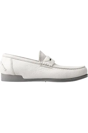 Dolce & Gabbana Skor, Herr, 42 1/2 EU, Läder, Ljusgrå Läder Loafer Slip On Skor