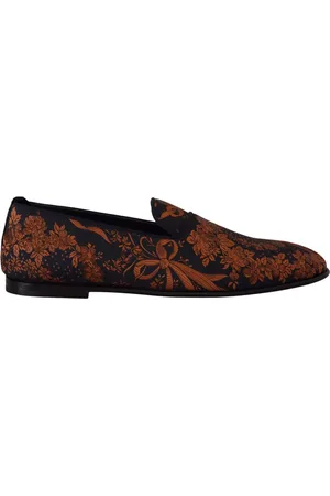 Dolce & Gabbana Skor, Herr, 44 EU, Läder, Blå Rost Blommiga Loafers Skor