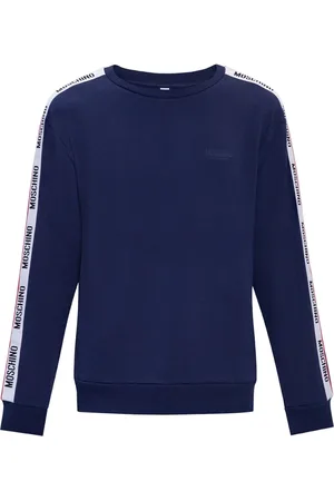 Moschino Sweatshirts & Hoodies, Herr, S, Bomull, Marinblå Rund Hals Träningströja