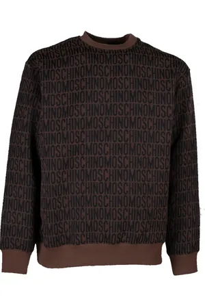 Moschino Sweatshirts & Hoodies, Herr, L, Bomull, Brun Allover Print Sweatshirt