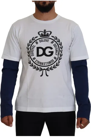 Dolce & Gabbana Stickade tröjor & koftor, Herr, L, Bomull, Vit Blå Crown Tröja