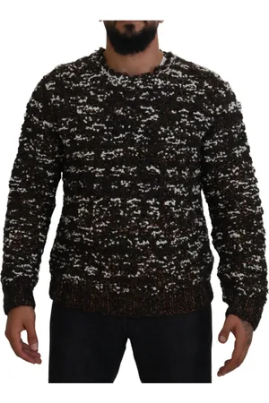 Dolce & Gabbana Sweatshirts & Hoodies, Herr, XL, Polyester, Handgjord Pullovertröja i Brun Brons