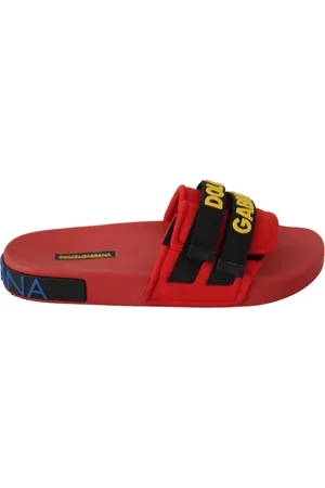 Dolce & Gabbana Skor, Dam, 36 EU, Röda Logo Slides Outlet Sandaler
