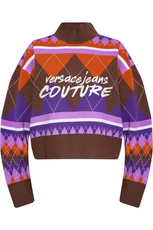 VERSACE Stickade tröjor & koftor, Dam, M, Geometriskt Logotyp Turtlenecktröja