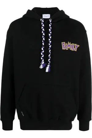 Family First Sweatshirts & Hoodies, Herr, M, Bomull, Svart huvtröja i bomull med logotryck
