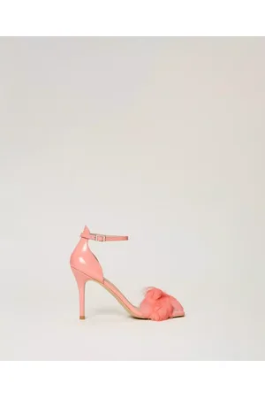 Twin-Set Skor, Dam, 38 EU, Polyester, Tropisk Rosa Fjäder Sandal - Storlek 36