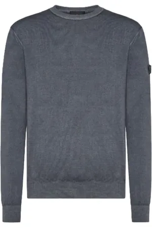 Peuterey Sweatshirts & Hoodies, Herr, S, Grå Acid-Dyed Merino Tricot Tröja