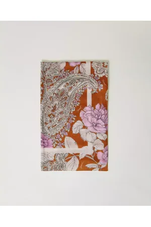 Twin-Set Accessoarer, Dam, ONE Size, Brun Blommig Paisley Halsduk