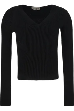 Alexander McQueen Stickade tröjor & koftor, Dam, L, Polyester, Räfflad Stickad Topp