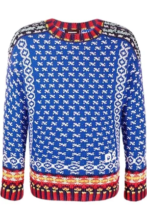 Dsquared2 Stickade tröjor & koftor, Herr, S, Bomull, Intarsia Ull- och Bomullströja