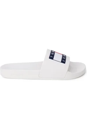Tommy Hilfiger Skor, Dam, 39 EU, Kvinnors vita trycktofflor