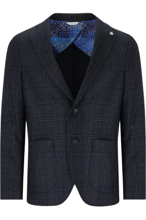 Manuel Ritz Jacka, Herr, S, Polyester, Blå Tartan Ullblandning Jacka