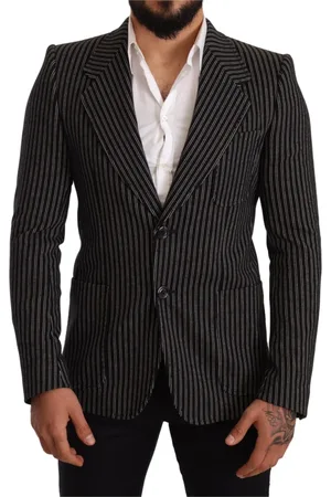 Dolce & Gabbana Jacka, Herr, M, Svart Randig Slim Fit Ullrock Blazer
