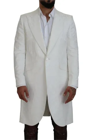 Dolce & Gabbana Kappa, Herr, M, Polyester, Vit Blommig Brokad Trenchcoat