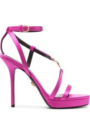 VERSACE Skor, Dam, 40 EU, Läder, Fuchsia Rosa Medusa Satin Sandaler