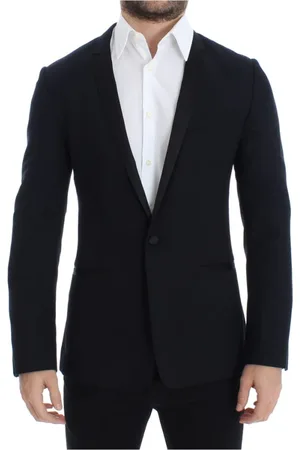 Dolce & Gabbana Jacka, Herr, S, Polyester, Stunning Blå Ull Siden Guld Slim Fit Blazer