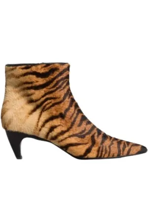 Twin-Set Skor, Dam, 36 EU, Läder, Tigertryck Läder Ankelboots