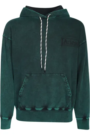 ARIES Sweatshirts & Hoodies, Herr, M, Bomull, Grön Hoodie med Logo Print