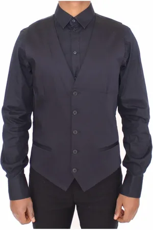 Dolce & Gabbana Kostym, Herr, S, Bomull, Blå Bomull Stretch Klänning Väst Blazer