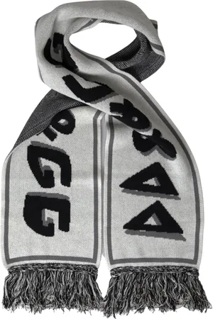 Dolce & Gabbana Accessoarer, Herr, ONE Size, Kashmir, Stickad Cashmere Frans Wrap Sjal