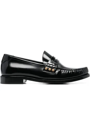 Saint Laurent Skor, Dam, 36 EU, Läder, Svarta Läder Penny-Slot Loafers