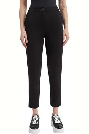 Twin-Set Byxor, Dam, L, Polyester, Svarta Scuba Cigarettebyxor
